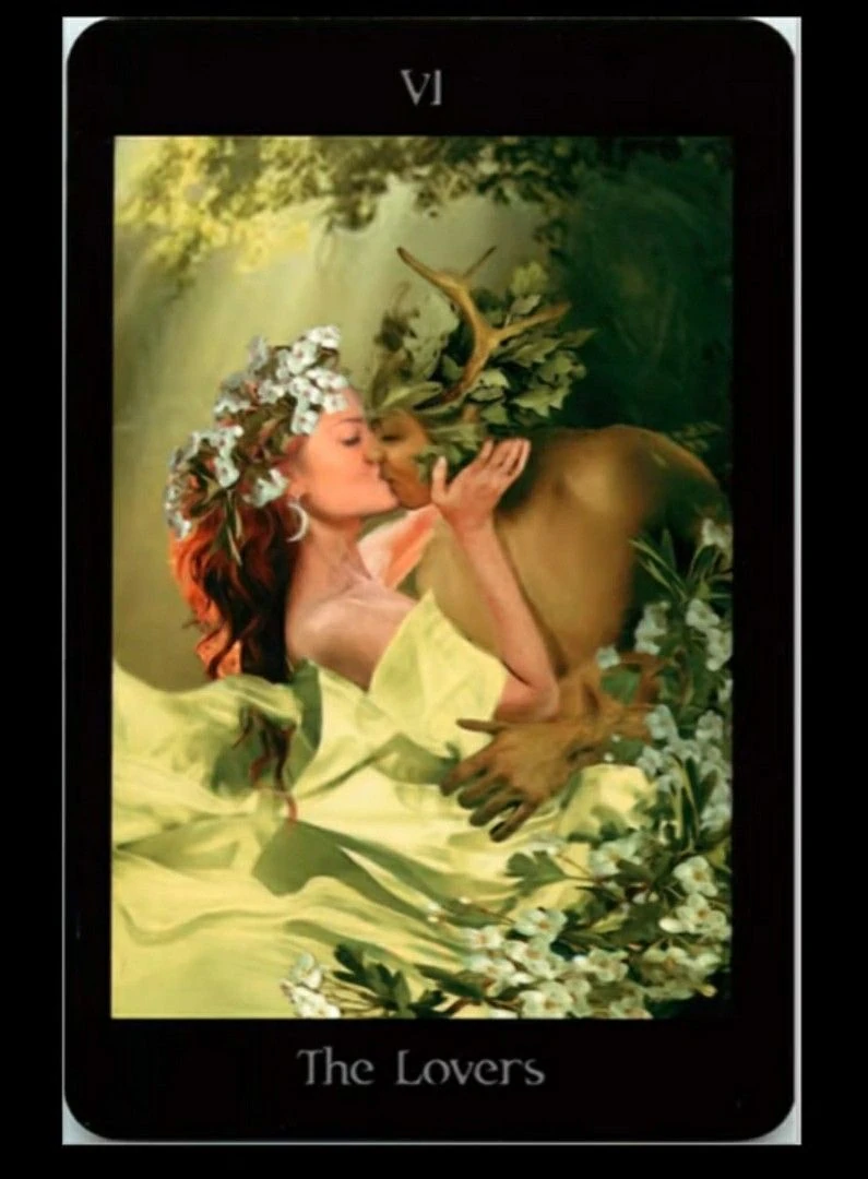 The Lovers card from the Pagan Ways Tarot deck