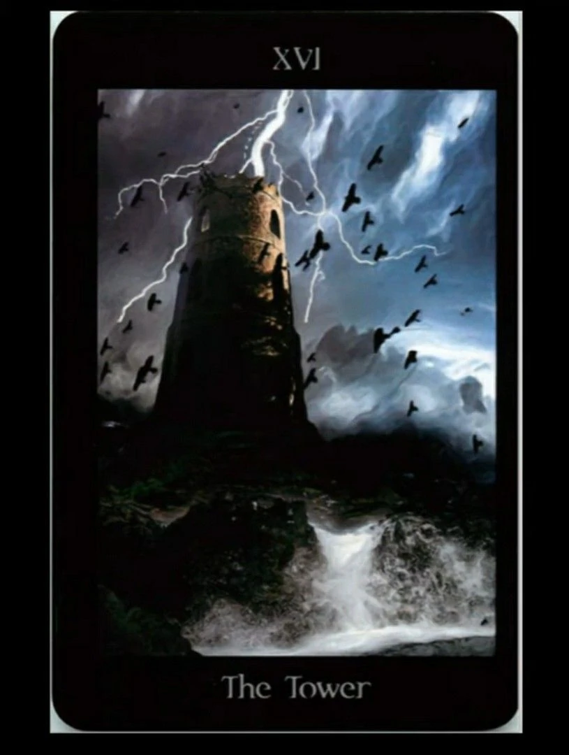 The Tower card from the Pagan Ways Tarot deck