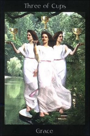 Three of Cups card from the Pagan Ways Tarot deck