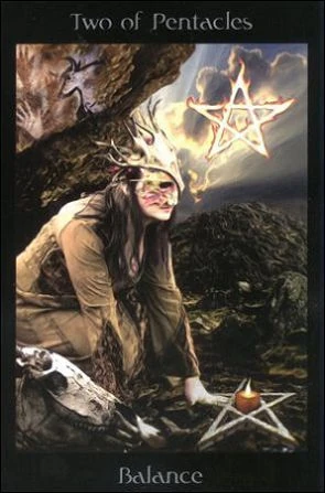 Two of Pentacles card from the Pagan Ways Tarot deck