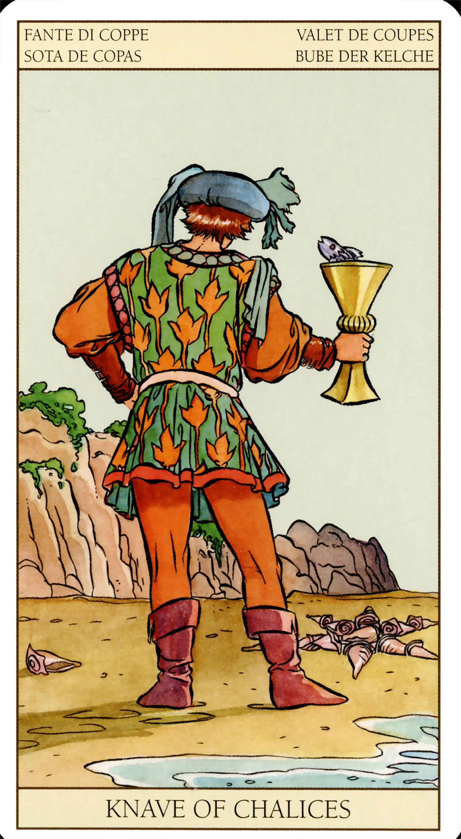 Page of Cups card from the Tarot of the New Vision deck by Lo Scarabeo