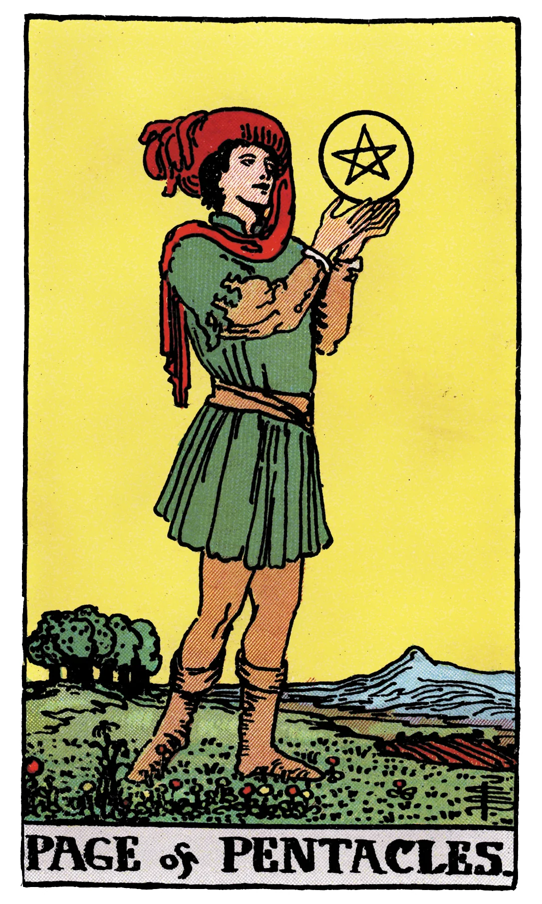 Page of Pentacles card from the Rider-Waite-Smith Tarot deck by Rider
