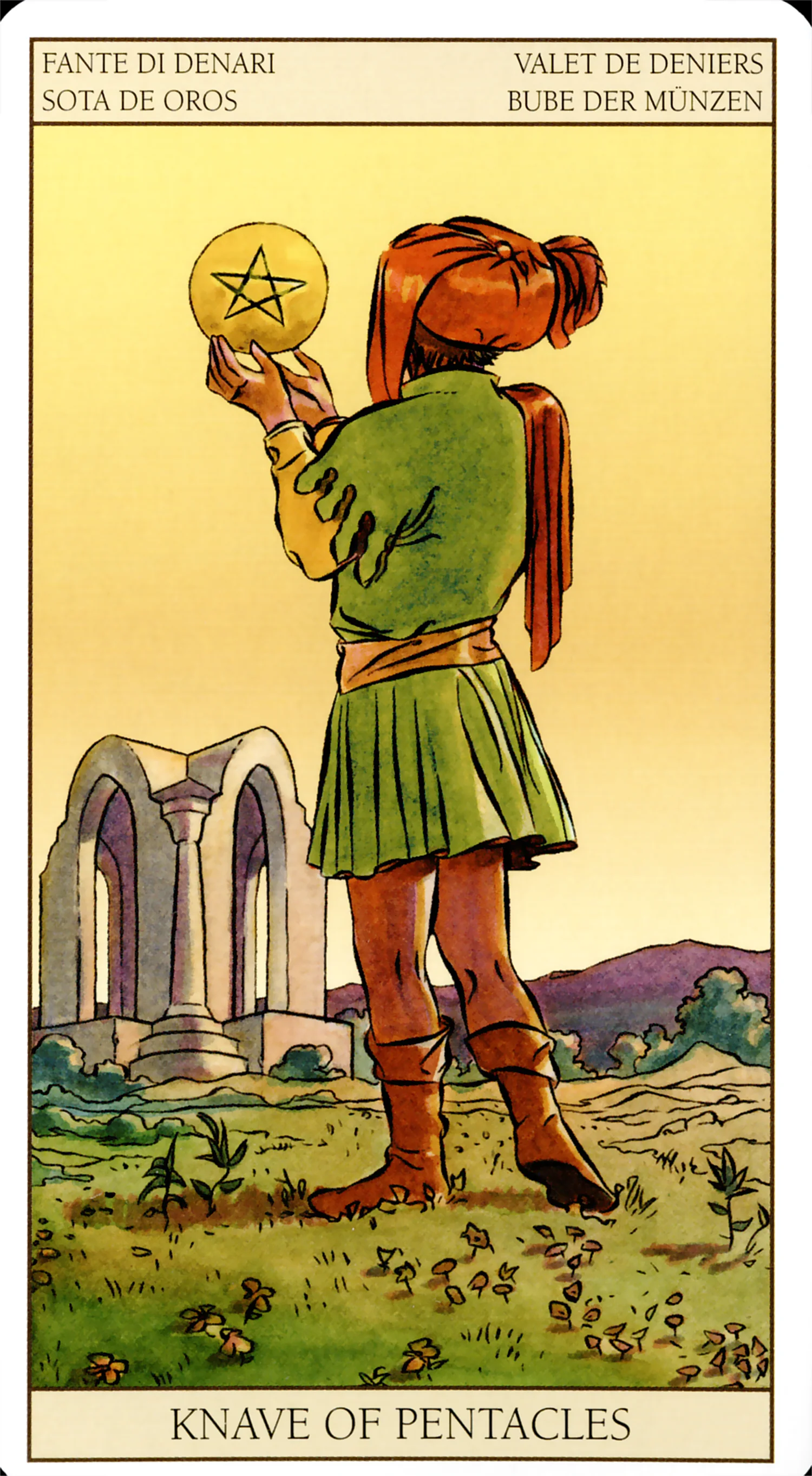 Page of Pentacles card from the Tarot of the New Vision deck by Lo Scarabeo