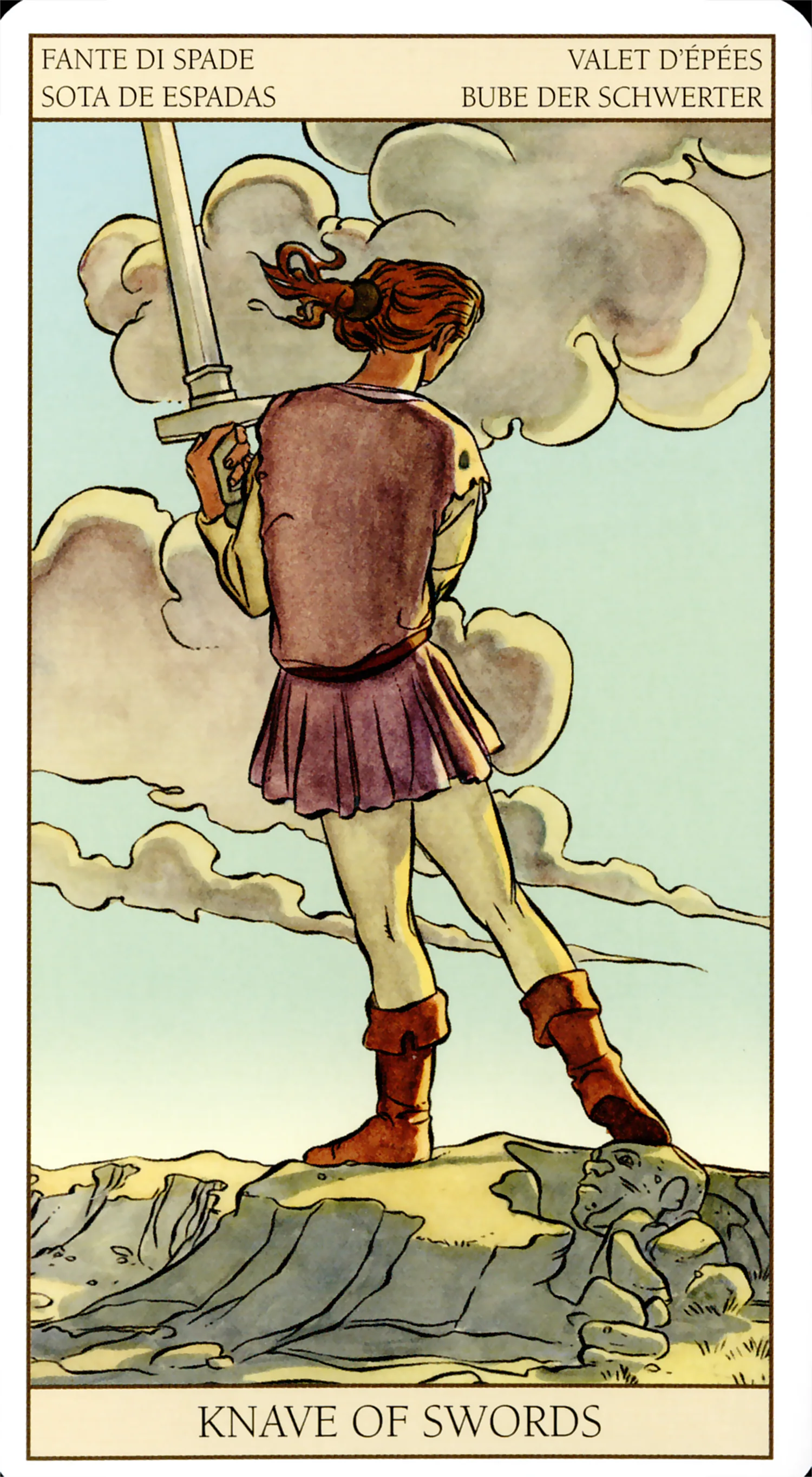Page of Swords — Tarot of the New Vision by Lo Scarabeo Page of Swords card from the Tarot of the New Vision deck by Lo Scarabeo