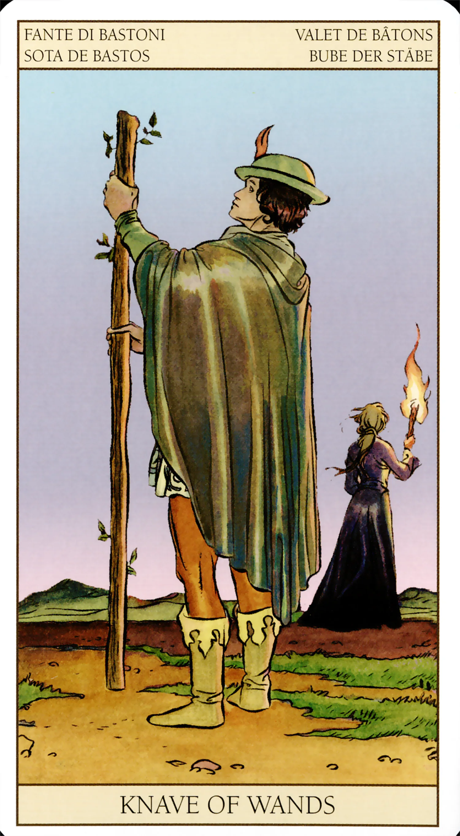 Page of Wands card from the Tarot of the New Vision deck by Lo Scarabeo