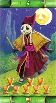 Eight of Cups card from the Panda Tarot deck
