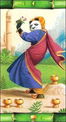 Four of Cups card from the Panda Tarot deck