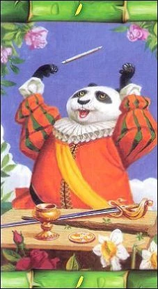 Justice card from the Panda Tarot deck