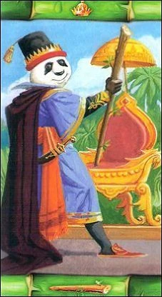 Queen of Wands card from the Panda Tarot deck
