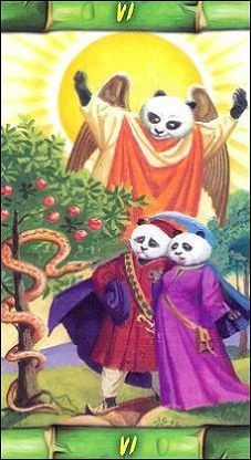 The Lovers card from the Panda Tarot deck