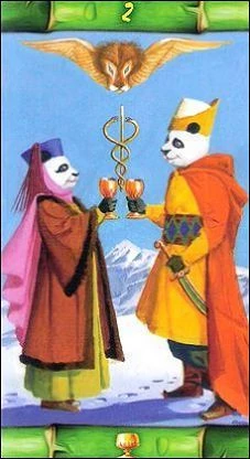 Two of Cups card from the Panda Tarot deck