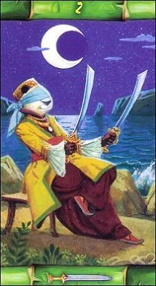 Two of Swords card from the Panda Tarot deck
