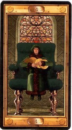 4 of Pentacles card from the Pictorial Key Tarot deck