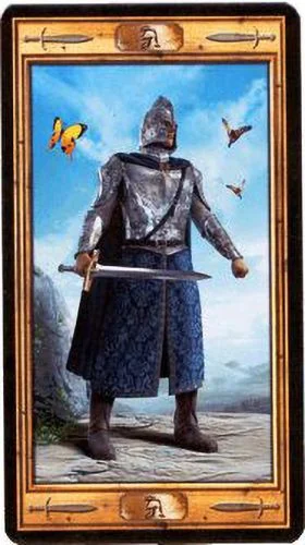 Knight of Swords card from the Pictorial Key Tarot deck