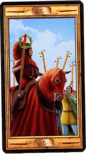 6 of Wands card from the Pictorial Key Tarot deck