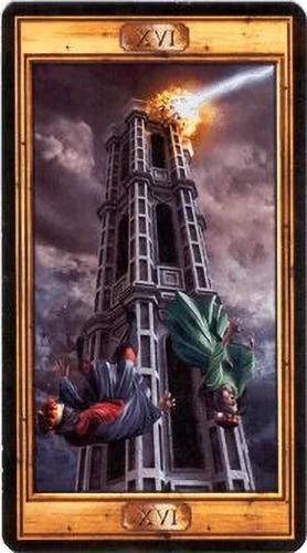 Tower card from the Pictorial Key Tarot deck