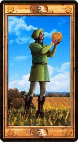 Page of Pentacles card from the Pictorial Key Tarot deck