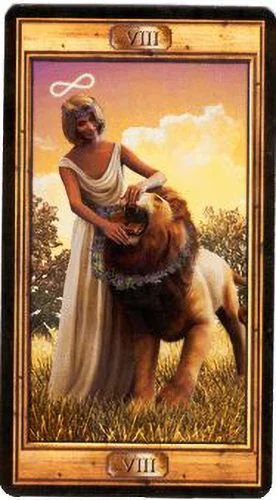 Strength card from the Pictorial Key Tarot deck