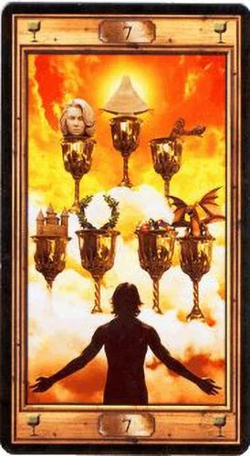 7 of Cups card from the Pictorial Key Tarot deck