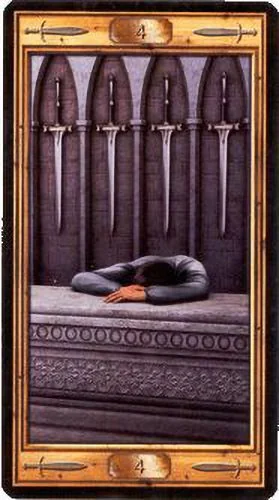 4 of Swords card from the Pictorial Key Tarot deck
