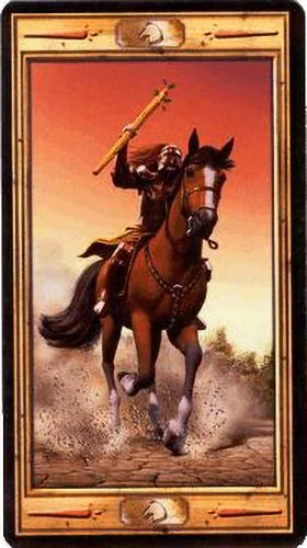 Knight of Wands card from the Pictorial Key Tarot deck