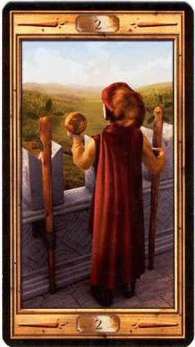 2 of Wands card from the Pictorial Key Tarot deck