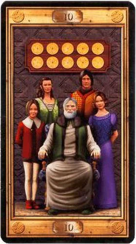 10 of Pentacles card from the Pictorial Key Tarot deck