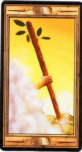 Ace of Wands card from the Pictorial Key Tarot deck