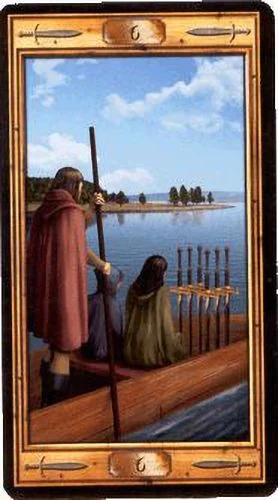 6 of Swords card from the Pictorial Key Tarot deck