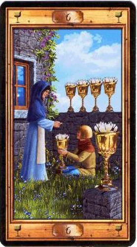 6 of Cups card from the Pictorial Key Tarot deck