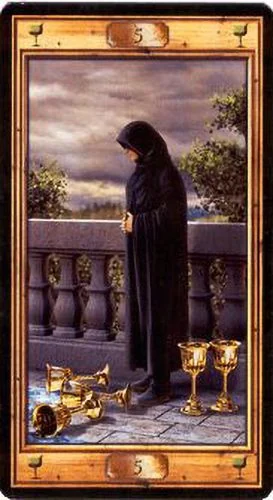 5 of Cups card from the Pictorial Key Tarot deck