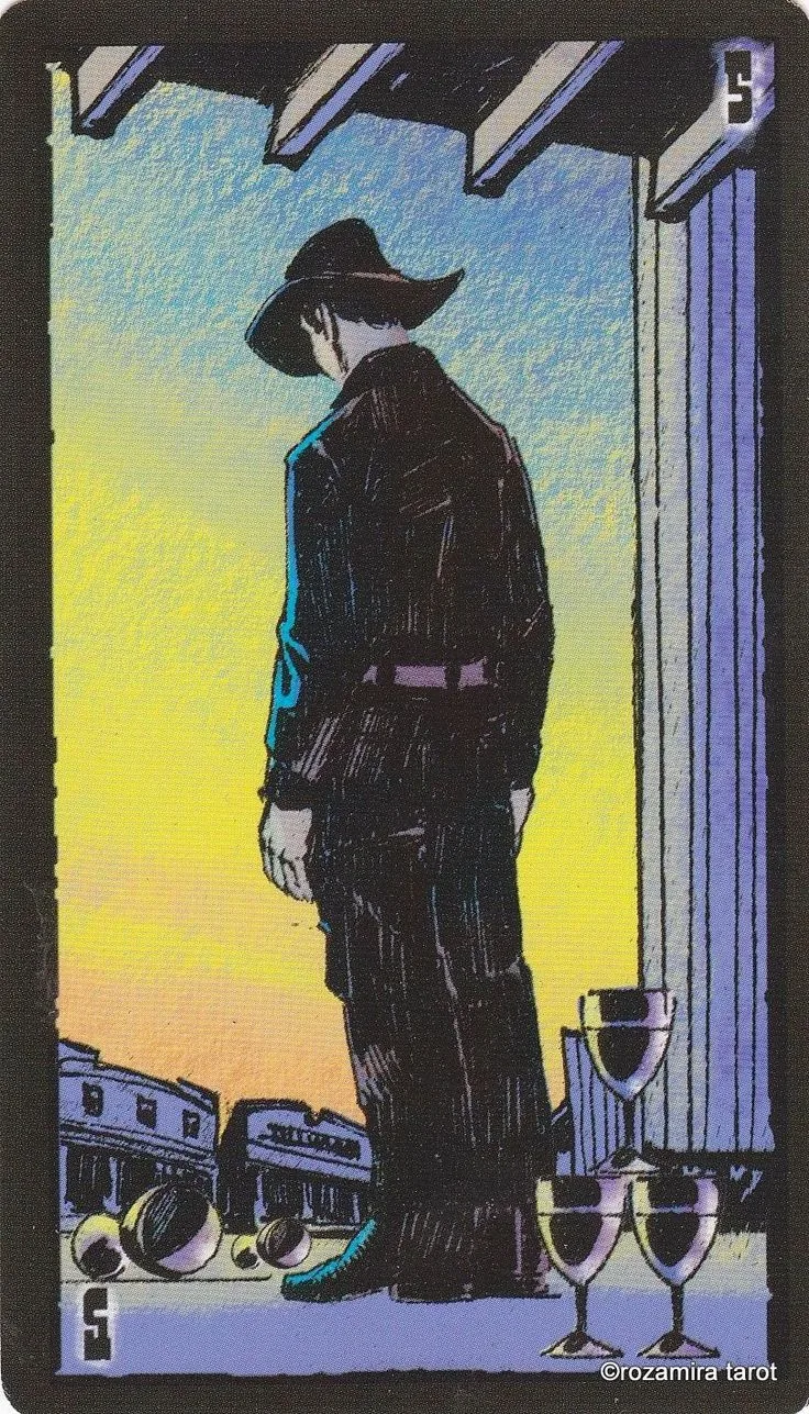 5 of Cups card from the Prairie Tarot deck