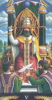 The Hierophant card from the Pre-Raphaelite Tarot deck