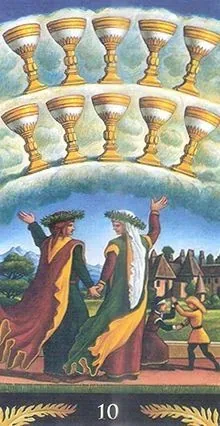 10 of Cups card from the Pre-Raphaelite Tarot deck