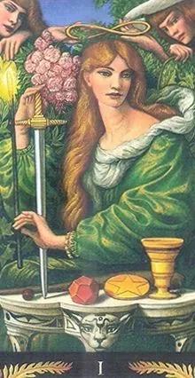 Ace of Swords card from the Pre-Raphaelite Tarot deck