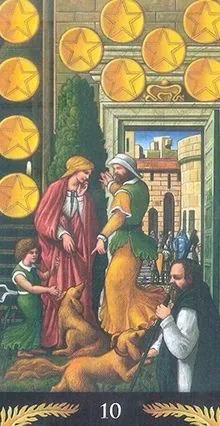 10 of Pentacles card from the Pre-Raphaelite Tarot deck