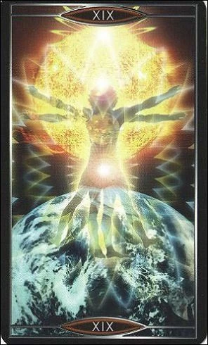 The Sun card from Quantum Tarot: Version 2.0 by Christopher Butler and Kay Stopforth