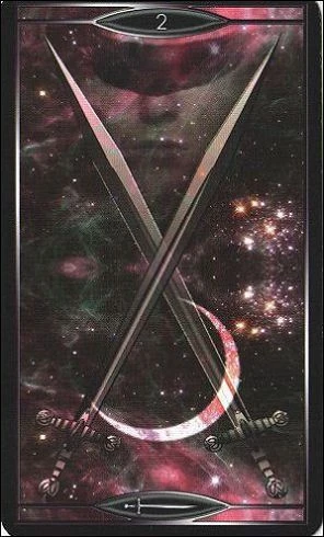 Two of Swords - Quantum Tarot Version 2.0 - Tarot Deck by Kay Stopforth and Christopher Butler