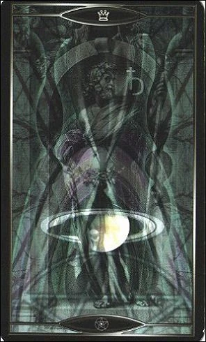 King of Pentacles card from Quantum Tarot: Version 2.0 by Christopher Butler and Kay Stopforth