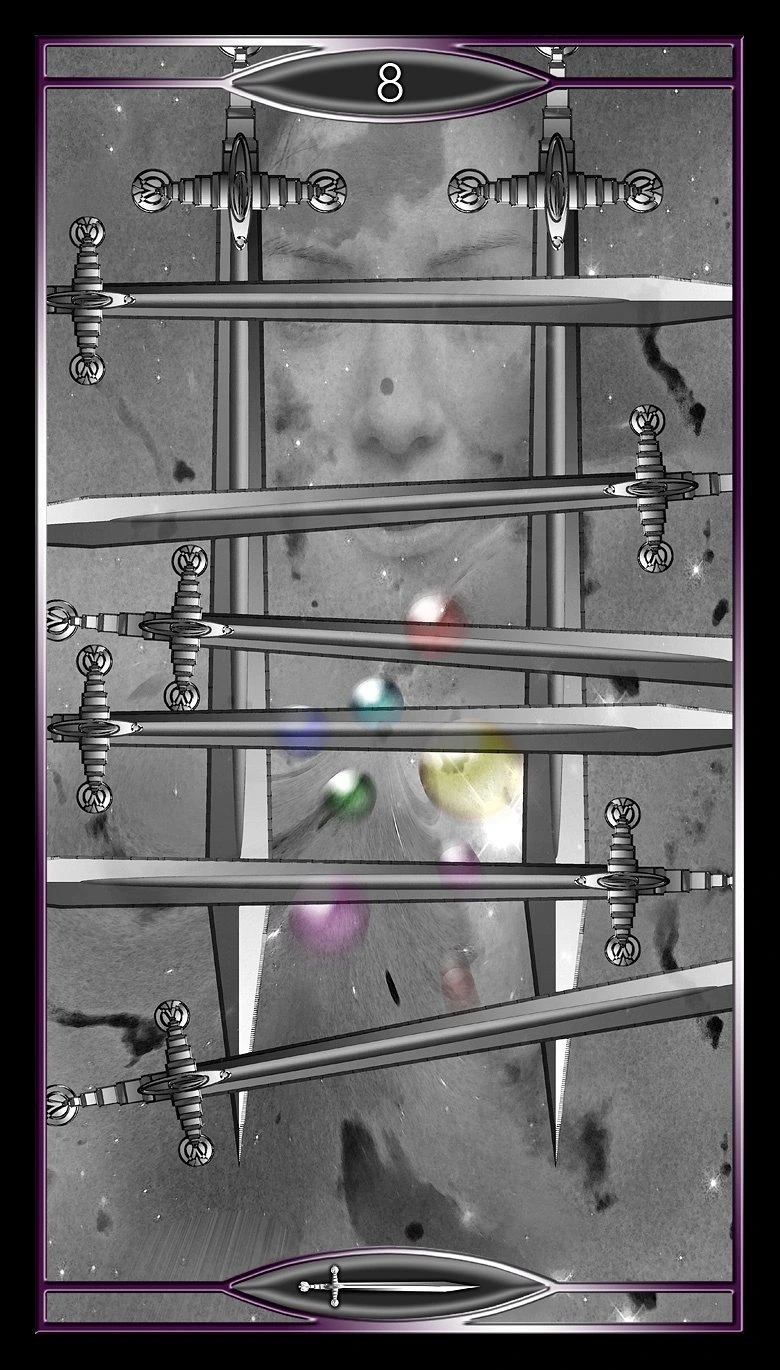 Eight of Swords - Quantum Tarot Version 2.0 - Tarot Deck by Kay Stopforth and Christopher Butler