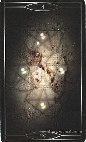 Four of Pentacles - Quantum Tarot Version 2.0 - Tarot Deck by Kay Stopforth and Christopher Butler