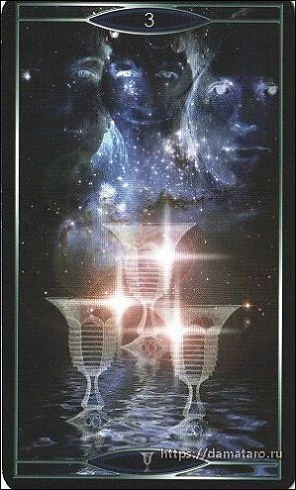 Three of Cups - Quantum Tarot Version 2.0 - Tarot Deck by Kay Stopforth and Christopher Butler