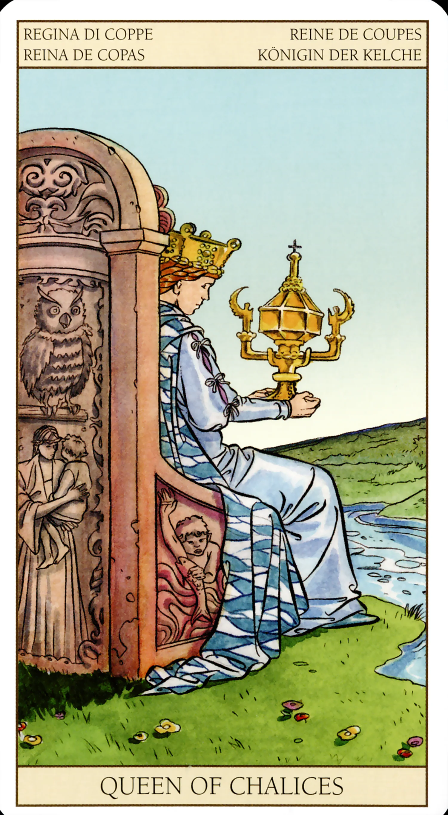Queen of Cups card from the Tarot of the New Vision deck by Lo Scarabeo