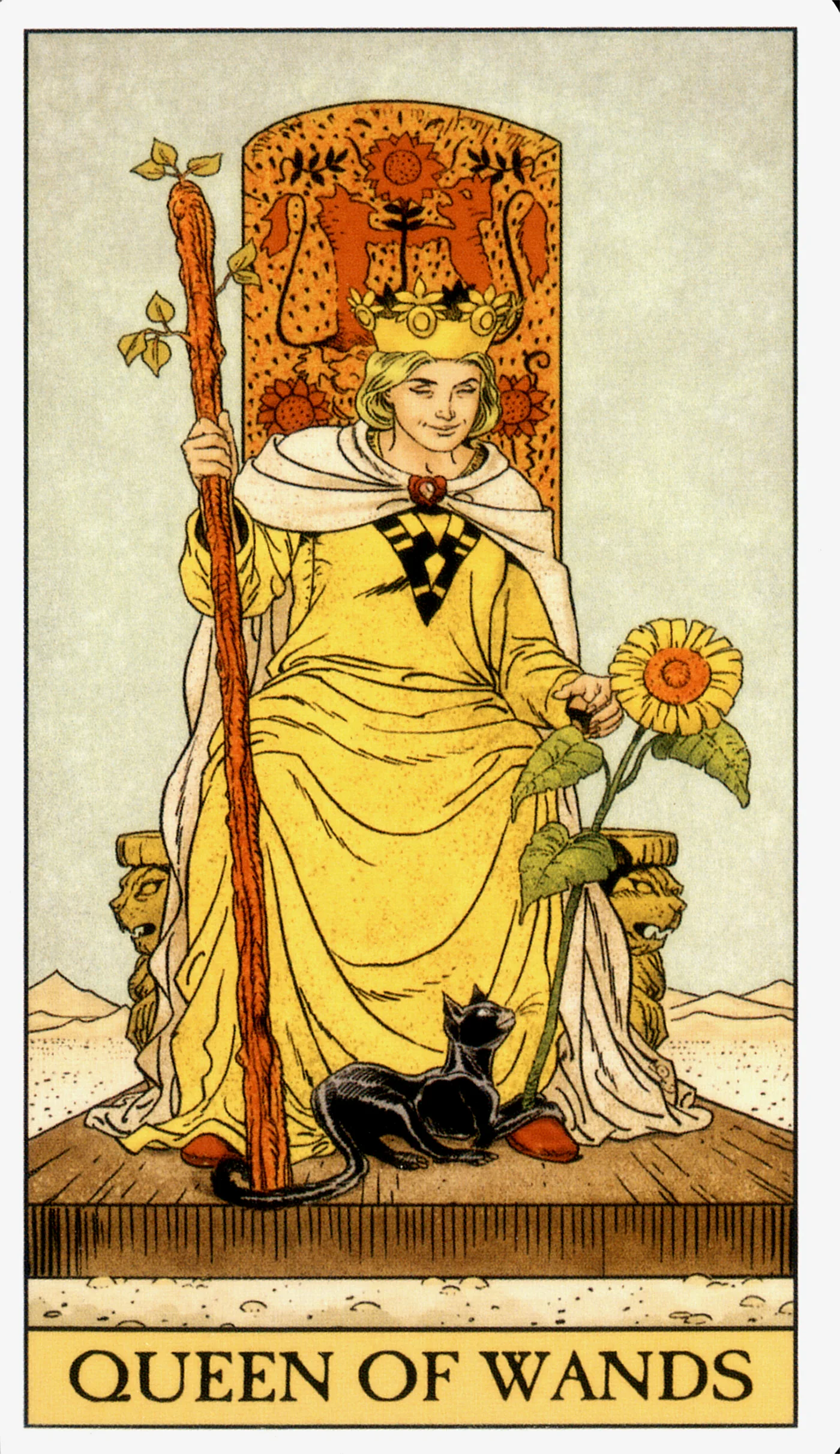 Queen of Wands — Before Tarot by Lo Scarabeo Queen of Wands card from the Before Tarot deck by Lo Scarabeo