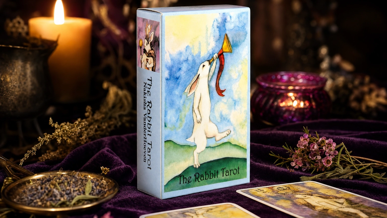 The Rabbit Tarot product box lifestyle image The Rabbit Tarot product box lifestyle image