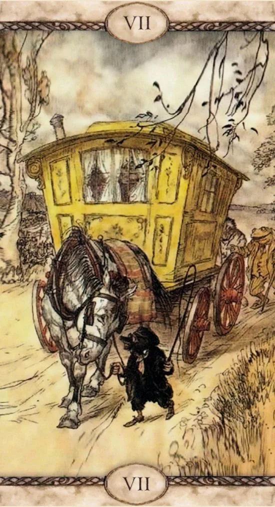 The Chariot card from the Rackham Tarot deck