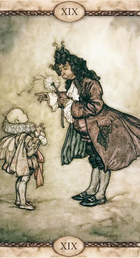 The Sun card from the Rackham Tarot deck