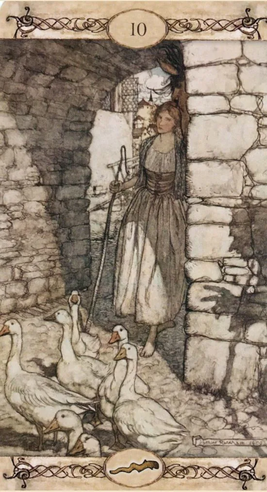 10 of Wands card from the Rackham Tarot deck