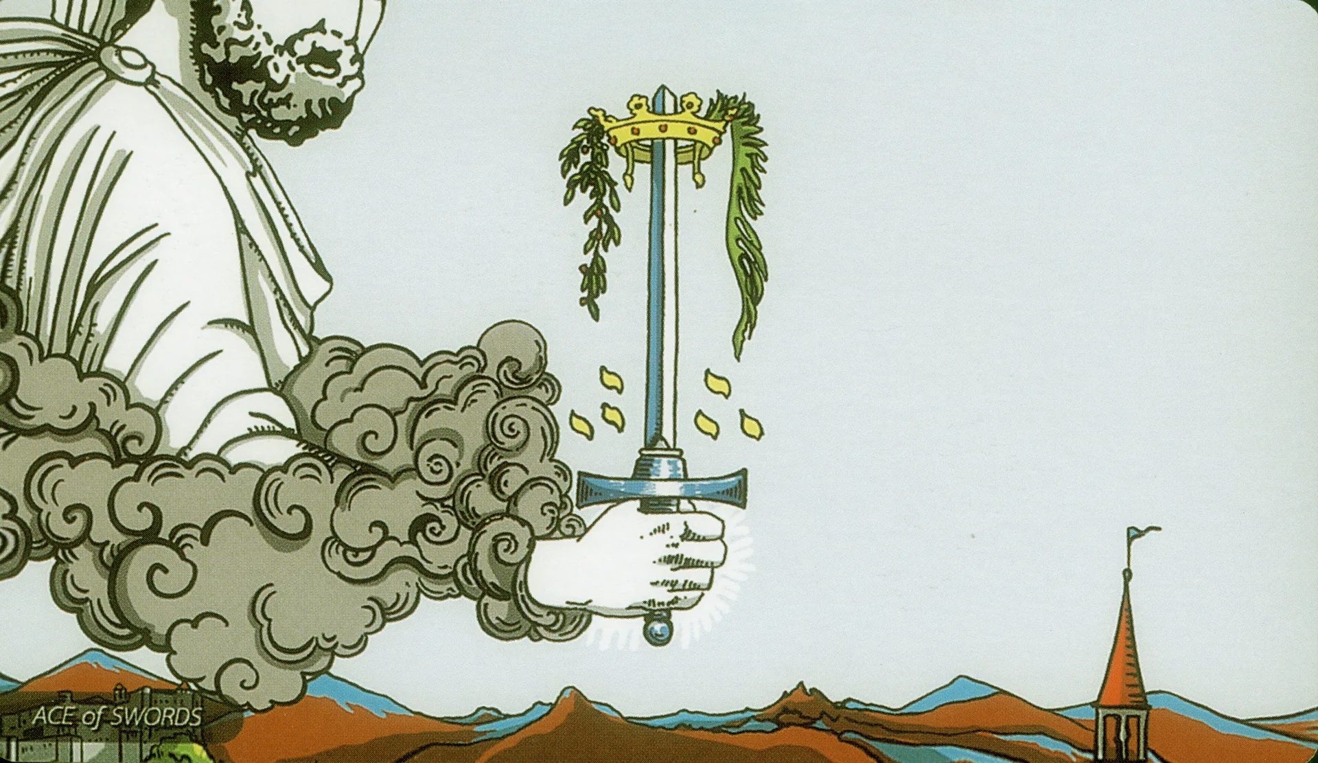 Ace of Swords Rider-Waite-Smith tarot card panorama