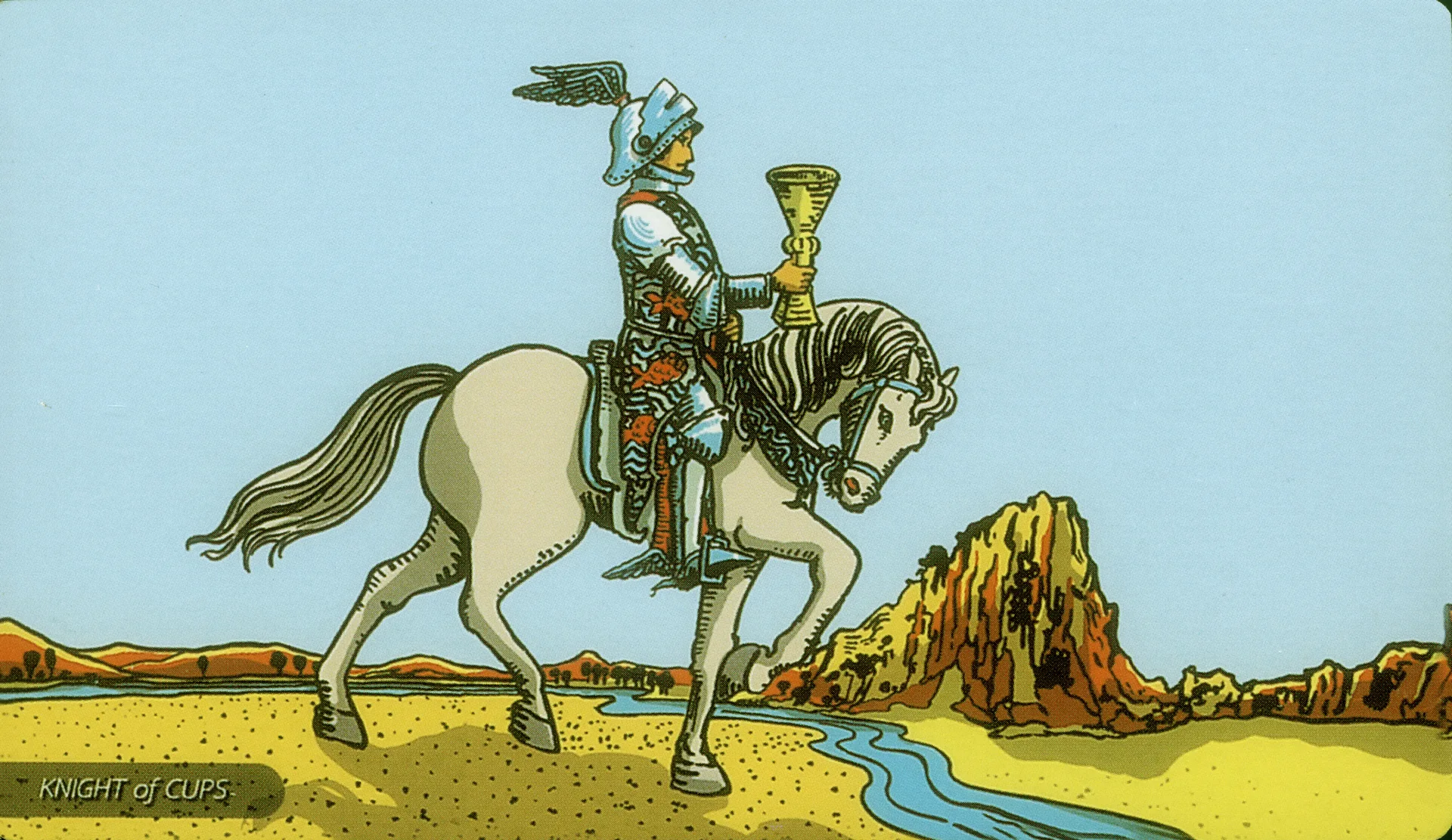 Knight of Cups Rider-Waite-Smith tarot card panorama